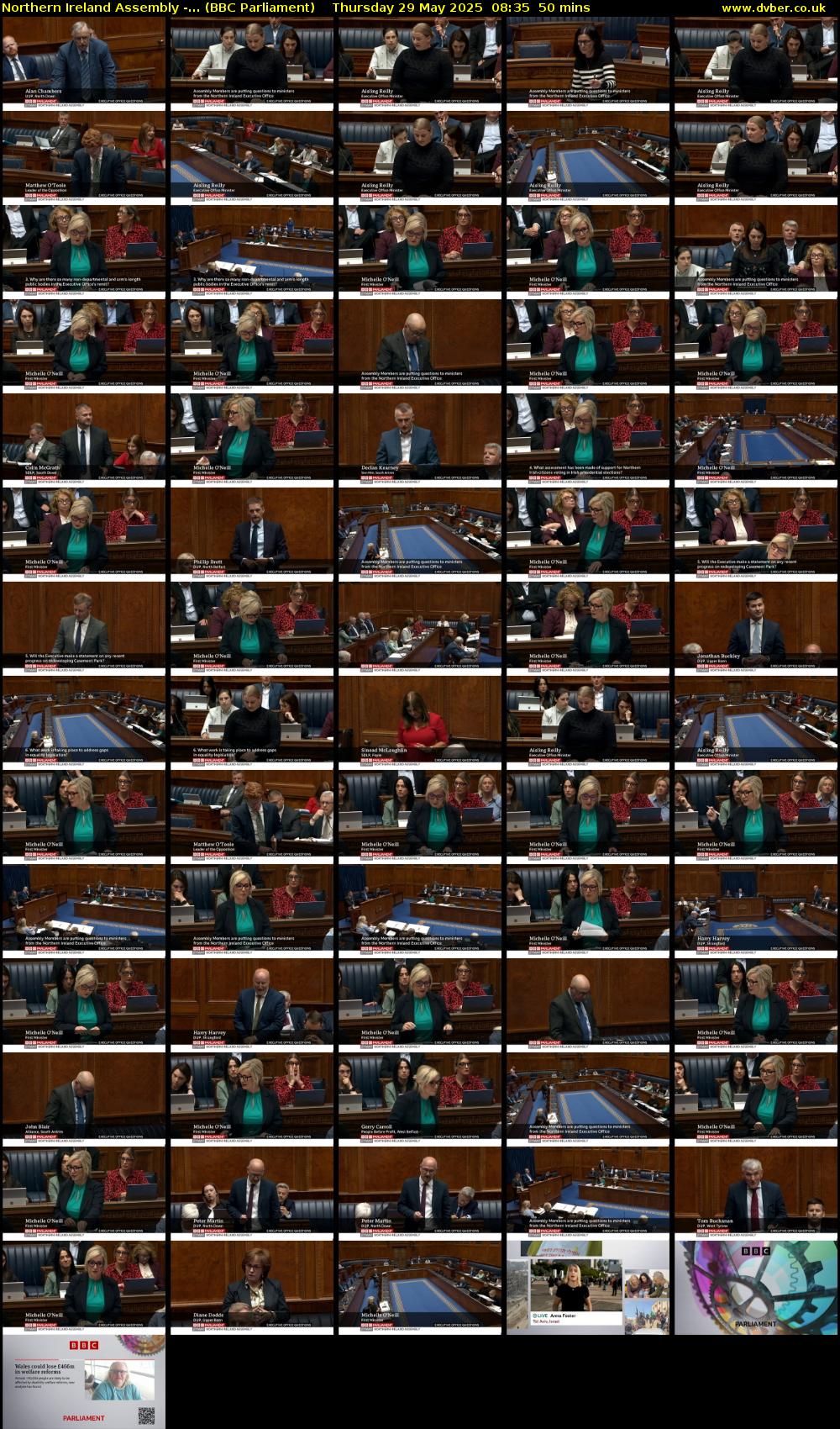 Northern Ireland Assembly -... (BBC Parliament) Thursday 29 May 2025 08:35 - 09:25