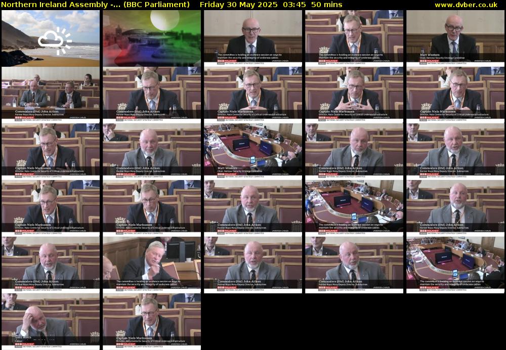 Northern Ireland Assembly -... (BBC Parliament) Friday 30 May 2025 03:45 - 04:35