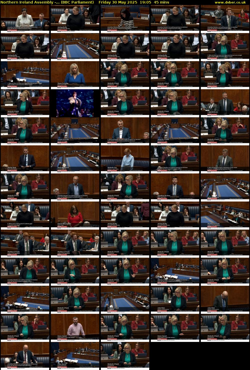 Northern Ireland Assembly -... (BBC Parliament) Friday 30 May 2025 19:05 - 19:50