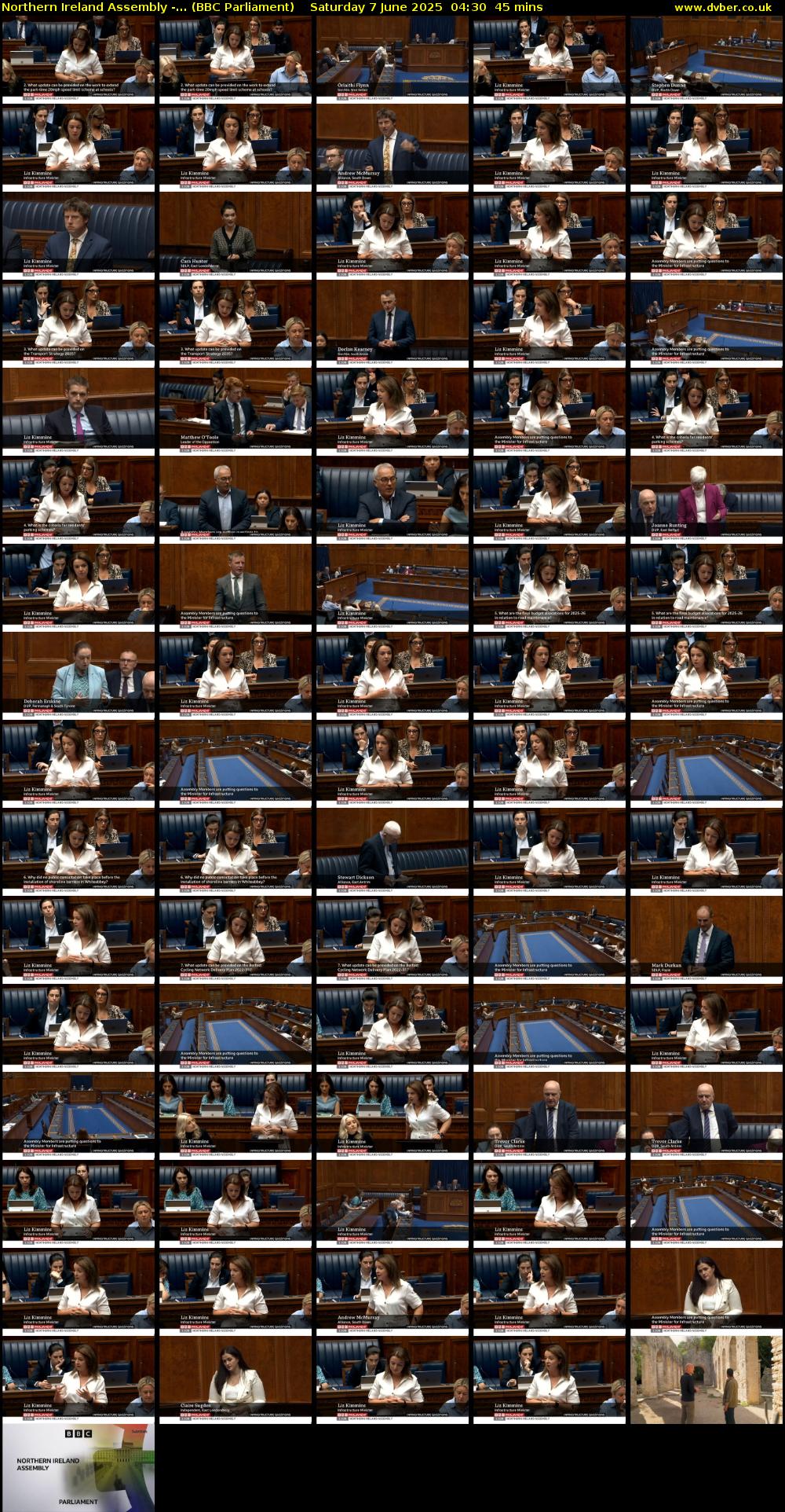 Northern Ireland Assembly -... (BBC Parliament) Saturday 7 June 2025 04:30 - 05:15