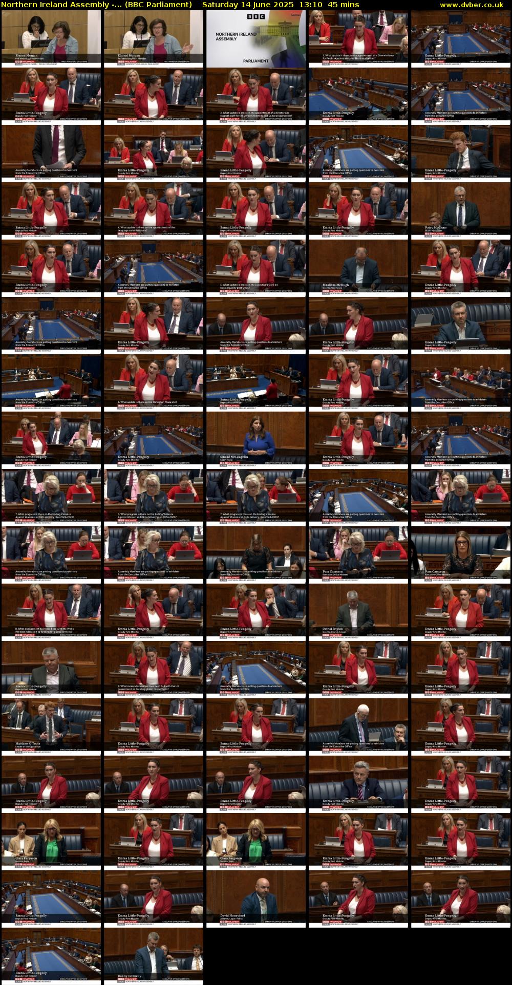 Northern Ireland Assembly -... (BBC Parliament) Saturday 14 June 2025 13:10 - 13:55
