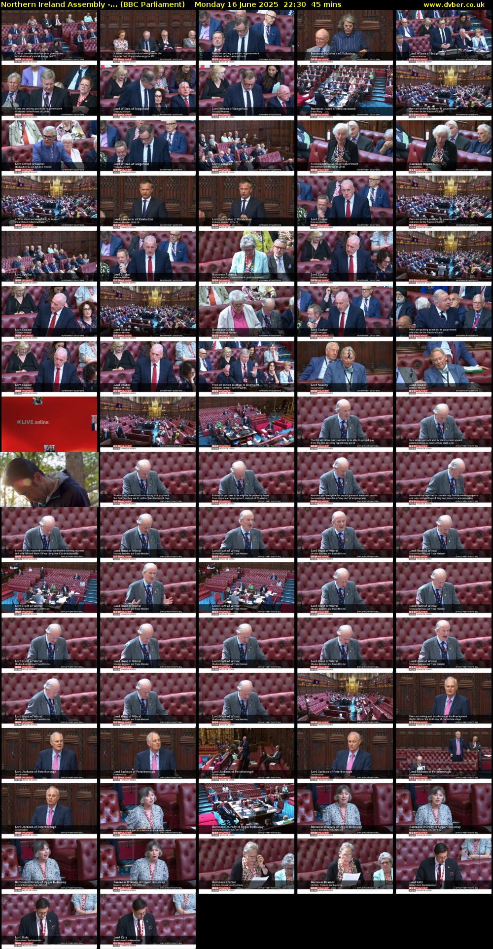 Northern Ireland Assembly -... (BBC Parliament) Monday 16 June 2025 22:30 - 23:15
