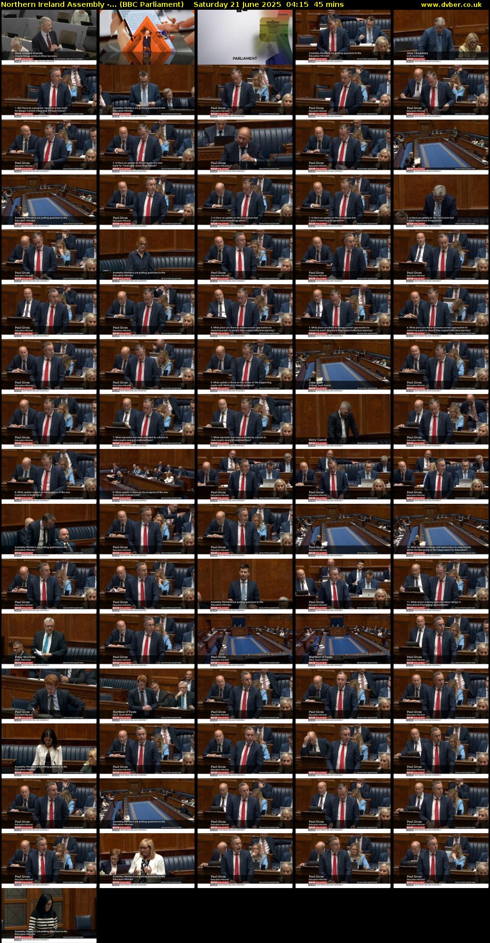 Northern Ireland Assembly -... (BBC Parliament) Saturday 21 June 2025 04:15 - 05:00