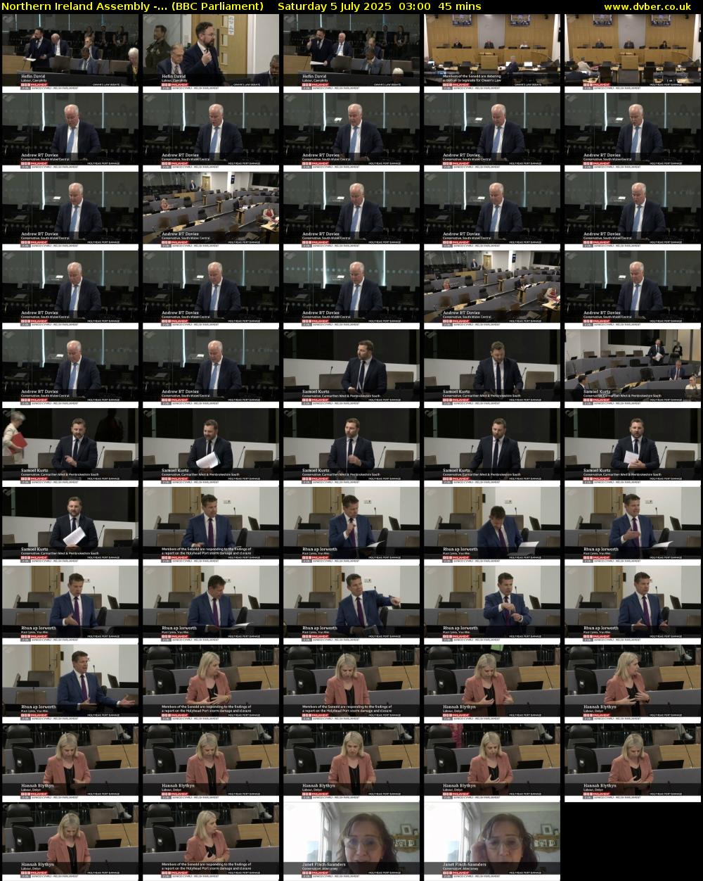 Northern Ireland Assembly -... (BBC Parliament) Saturday 5 July 2025 03:00 - 03:45