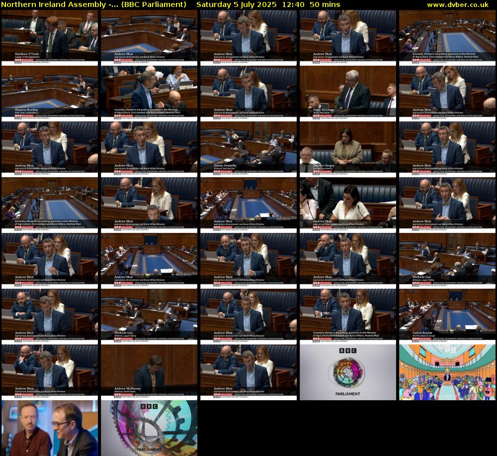 Northern Ireland Assembly -... (BBC Parliament) Saturday 5 July 2025 12:40 - 13:30