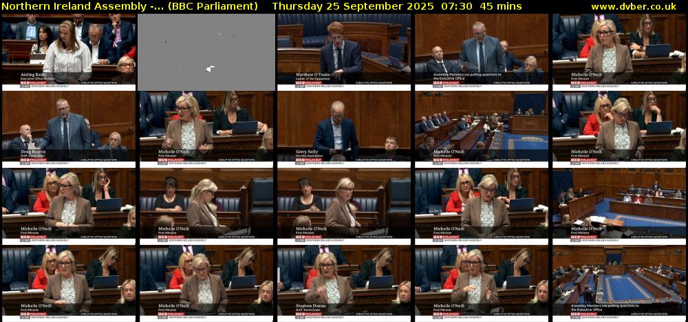 Northern Ireland Assembly -... (BBC Parliament) Thursday 25 September 2025 07:30 - 08:15