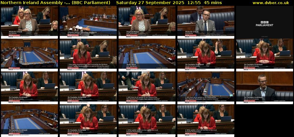 Northern Ireland Assembly -... (BBC Parliament) Saturday 27 September 2025 12:55 - 13:40
