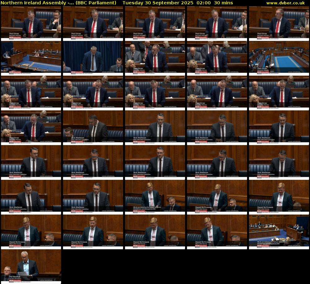 Northern Ireland Assembly -... (BBC Parliament) Tuesday 30 September 2025 02:00 - 02:30