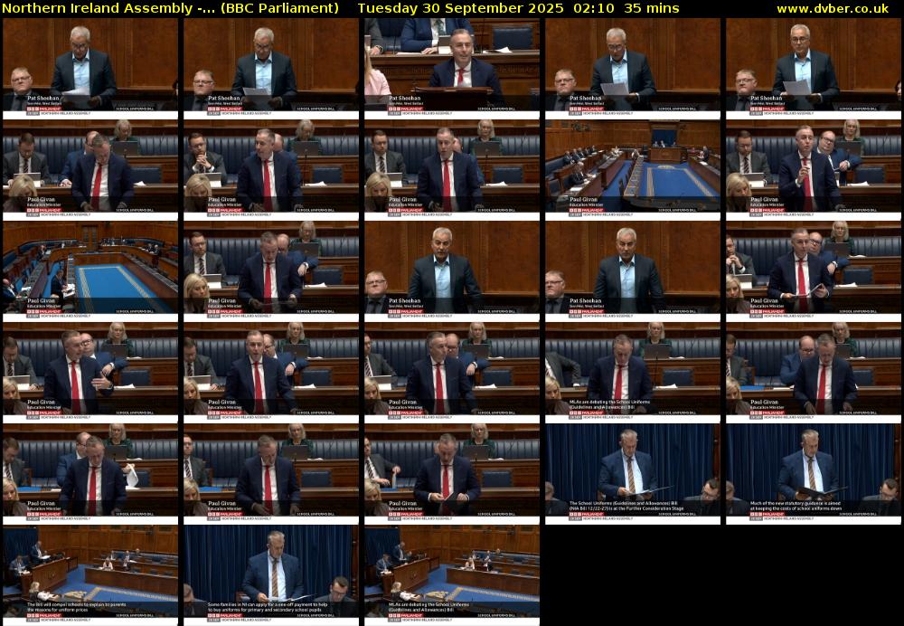 Northern Ireland Assembly -... (BBC Parliament) Tuesday 30 September 2025 02:10 - 02:45