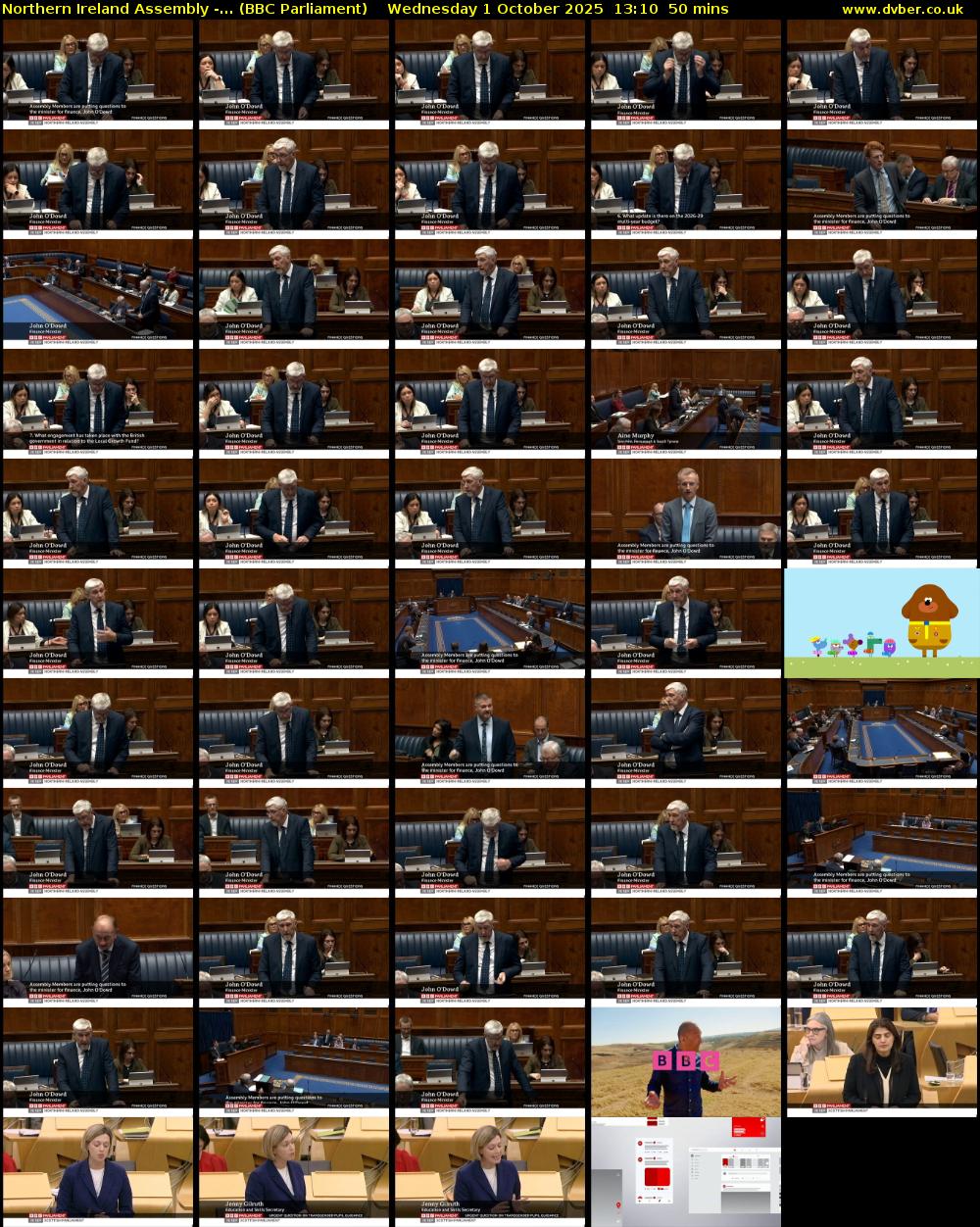 Northern Ireland Assembly -... (BBC Parliament) Wednesday 1 October 2025 13:10 - 14:00