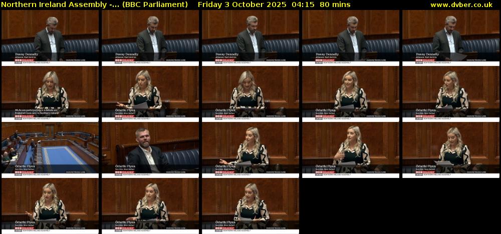 Northern Ireland Assembly -... (BBC Parliament) Friday 3 October 2025 04:15 - 05:35
