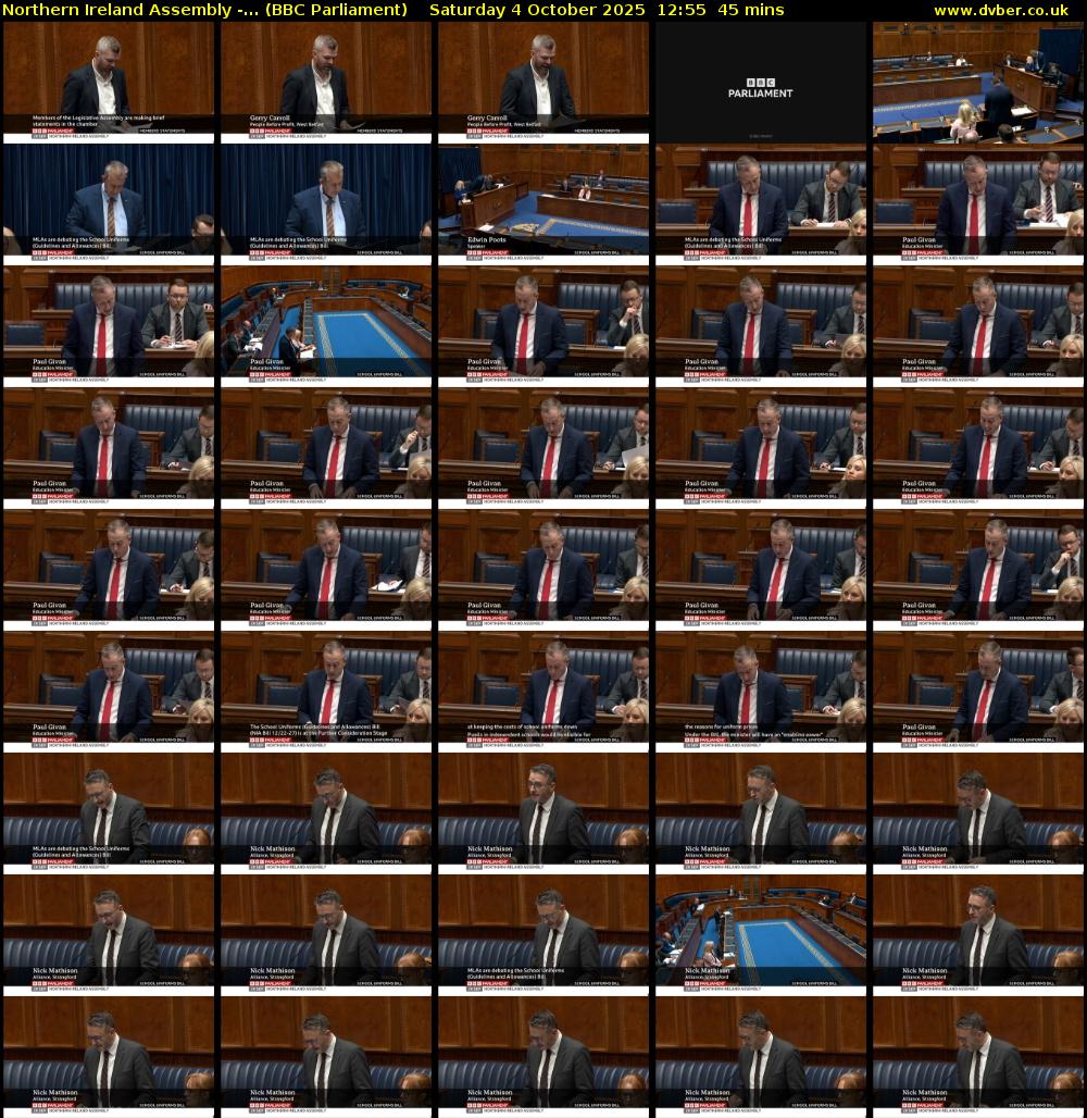 Northern Ireland Assembly -... (BBC Parliament) Saturday 4 October 2025 12:55 - 13:40