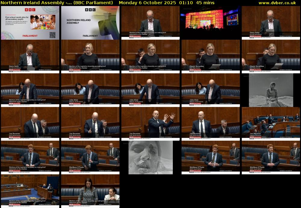 Northern Ireland Assembly -... (BBC Parliament) Monday 6 October 2025 01:10 - 01:55