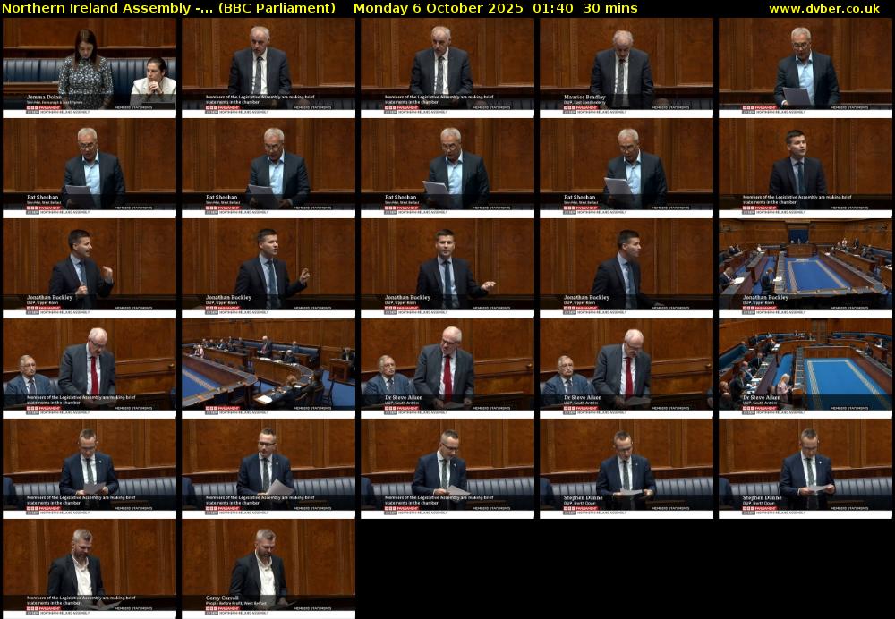 Northern Ireland Assembly -... (BBC Parliament) Monday 6 October 2025 01:40 - 02:10