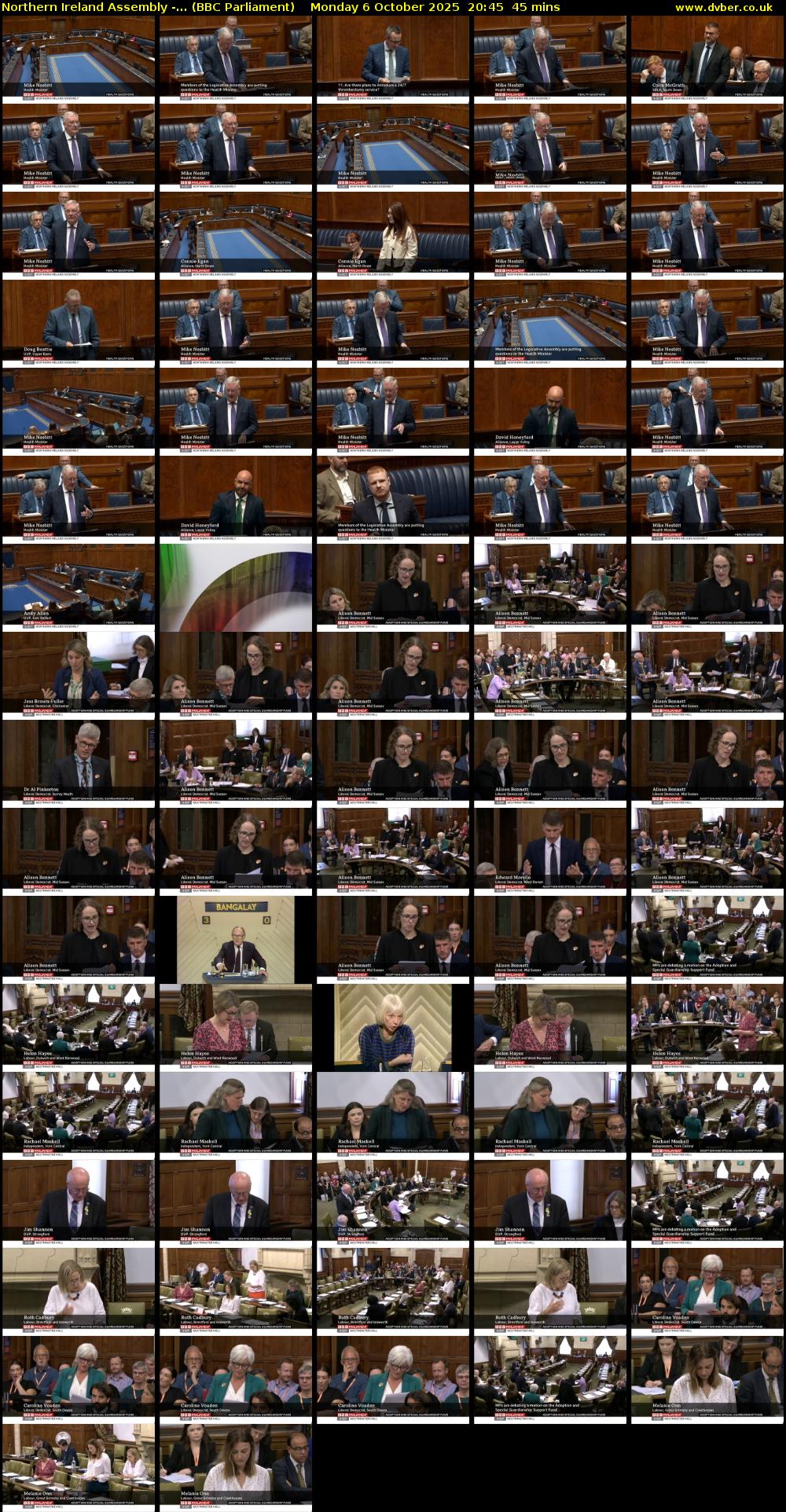 Northern Ireland Assembly -... (BBC Parliament) Monday 6 October 2025 20:45 - 21:30
