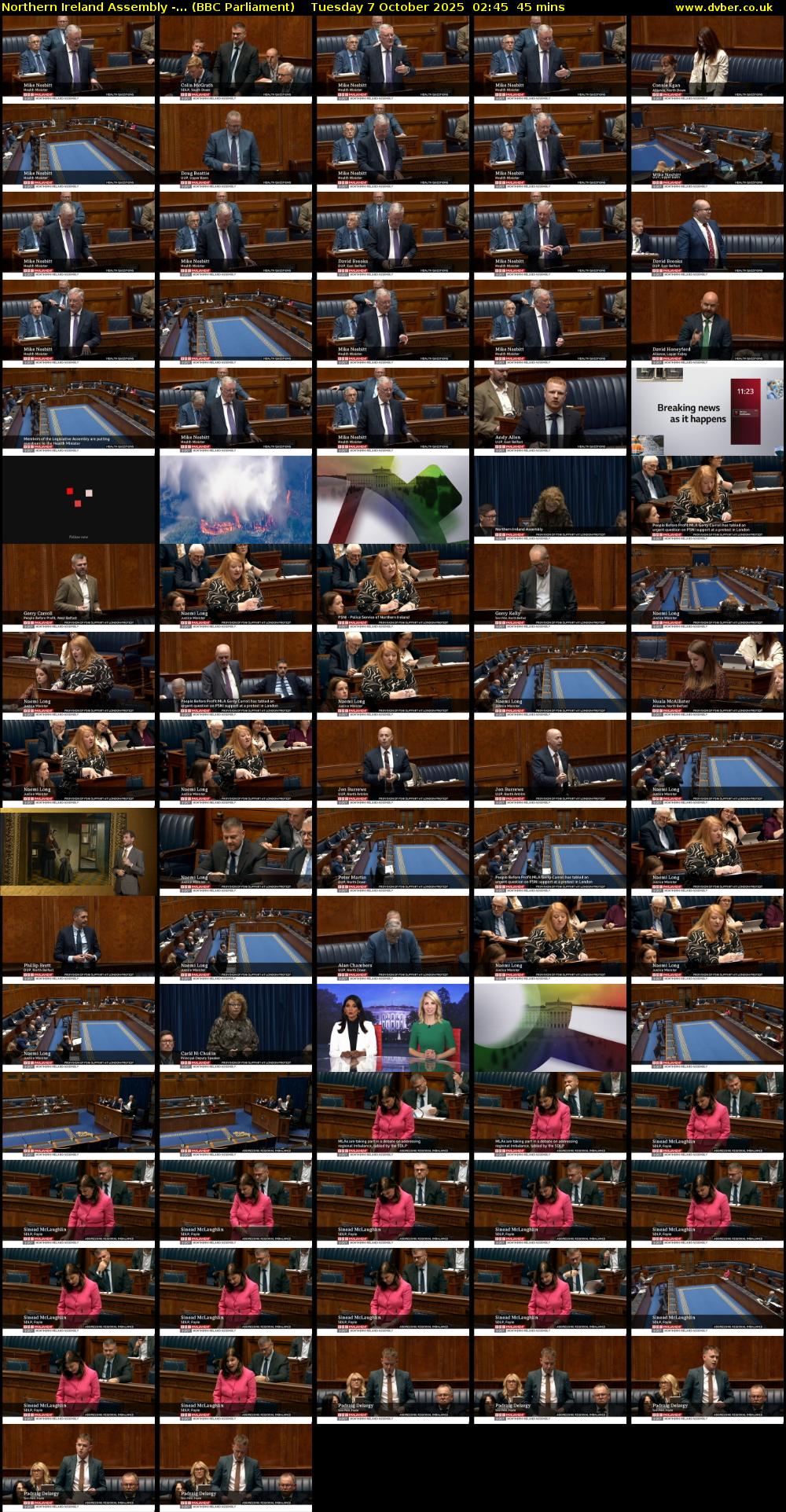 Northern Ireland Assembly -... (BBC Parliament) Tuesday 7 October 2025 02:45 - 03:30