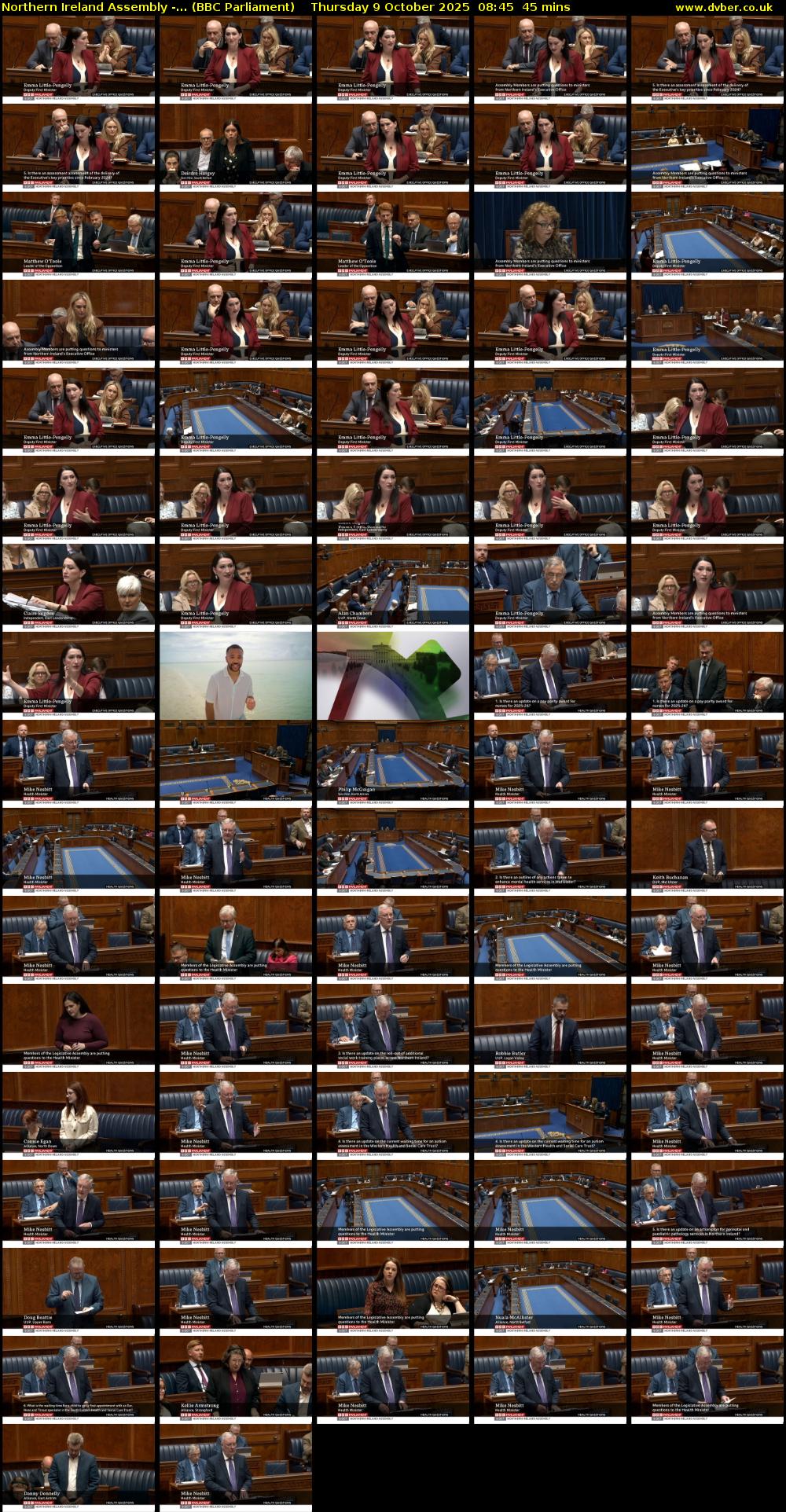 Northern Ireland Assembly -... (BBC Parliament) Thursday 9 October 2025 08:45 - 09:30