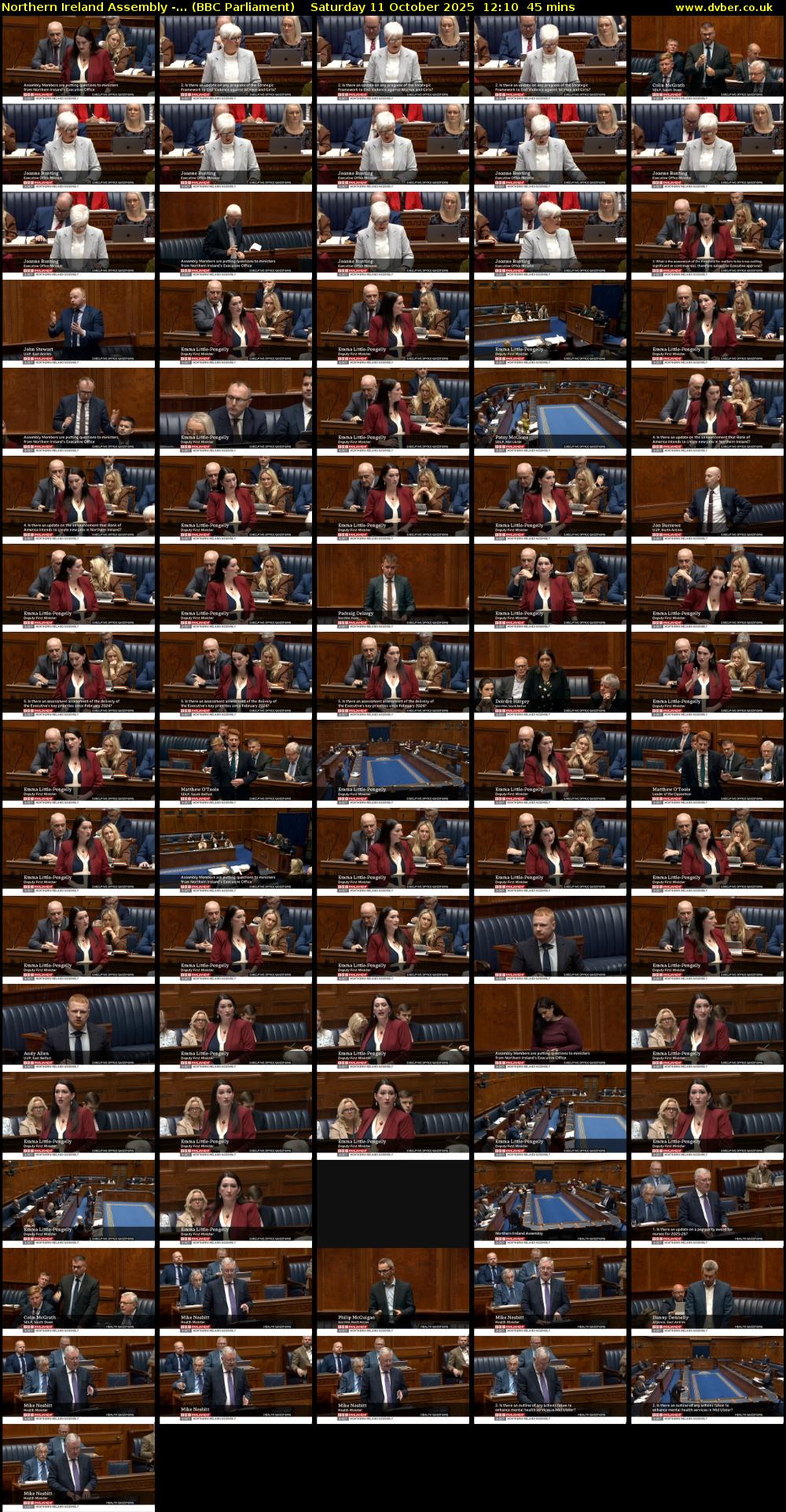 Northern Ireland Assembly -... (BBC Parliament) Saturday 11 October 2025 12:10 - 12:55