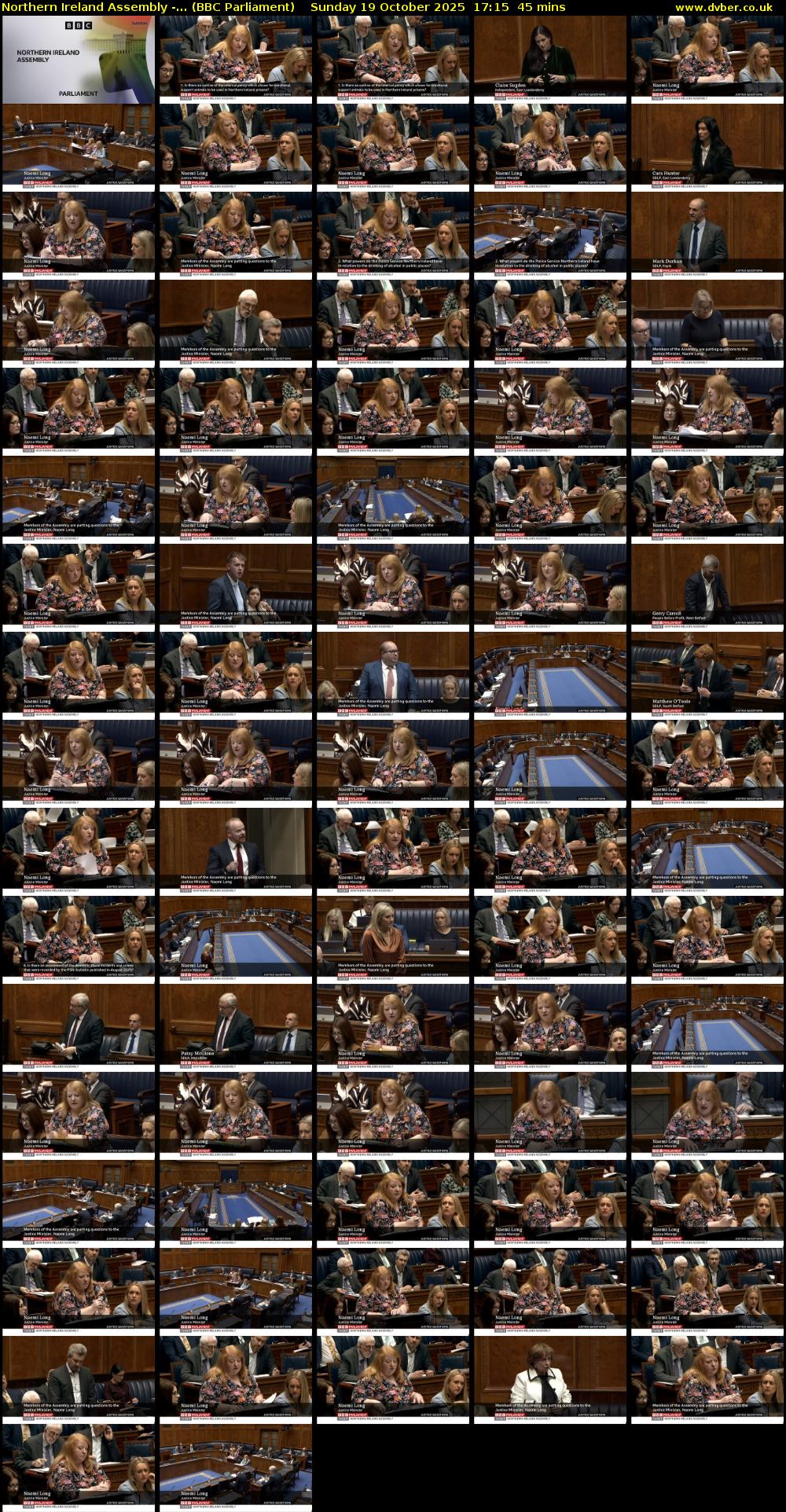 Northern Ireland Assembly -... (BBC Parliament) Sunday 19 October 2025 17:15 - 18:00