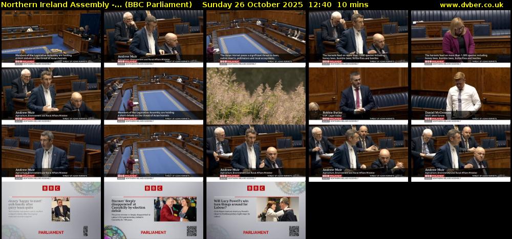 Northern Ireland Assembly -... (BBC Parliament) Sunday 26 October 2025 12:40 - 12:50