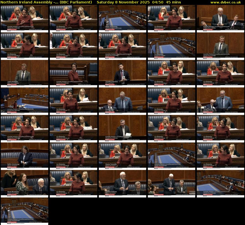 Northern Ireland Assembly -... (BBC Parliament) Saturday 8 November 2025 04:50 - 05:35