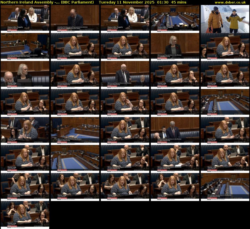 Northern Ireland Assembly -... (BBC Parliament) Tuesday 11 November 2025 01:30 - 02:15