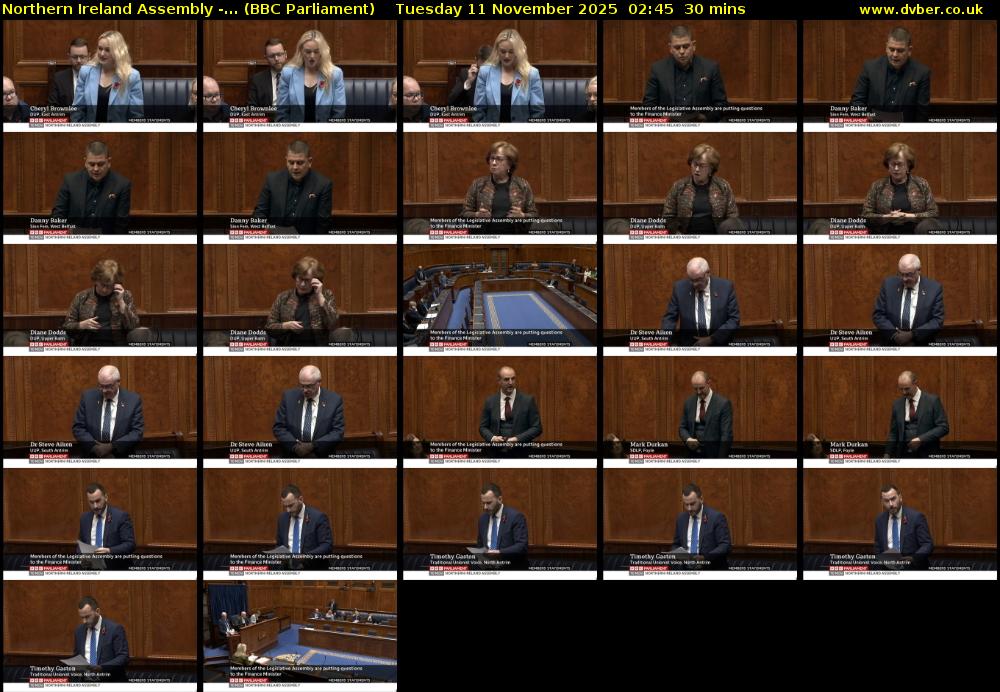Northern Ireland Assembly -... (BBC Parliament) Tuesday 11 November 2025 02:45 - 03:15