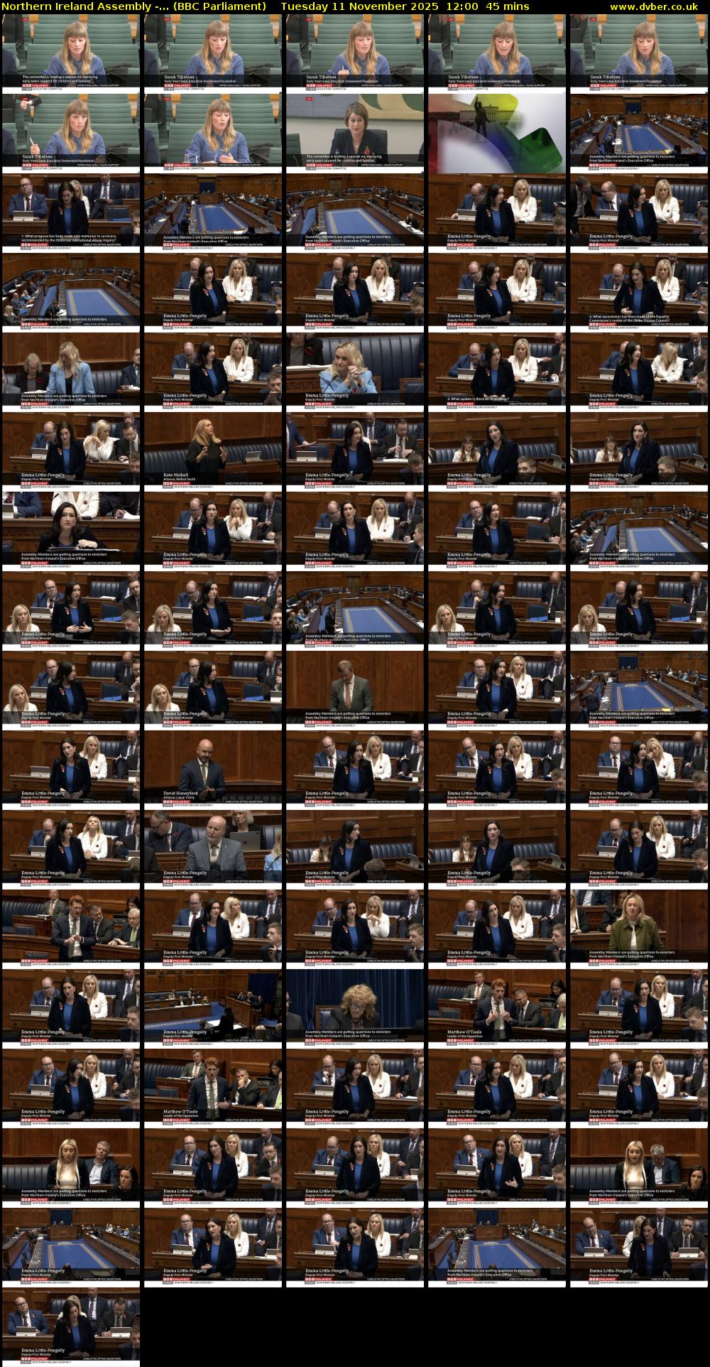 Northern Ireland Assembly -... (BBC Parliament) Tuesday 11 November 2025 12:00 - 12:45