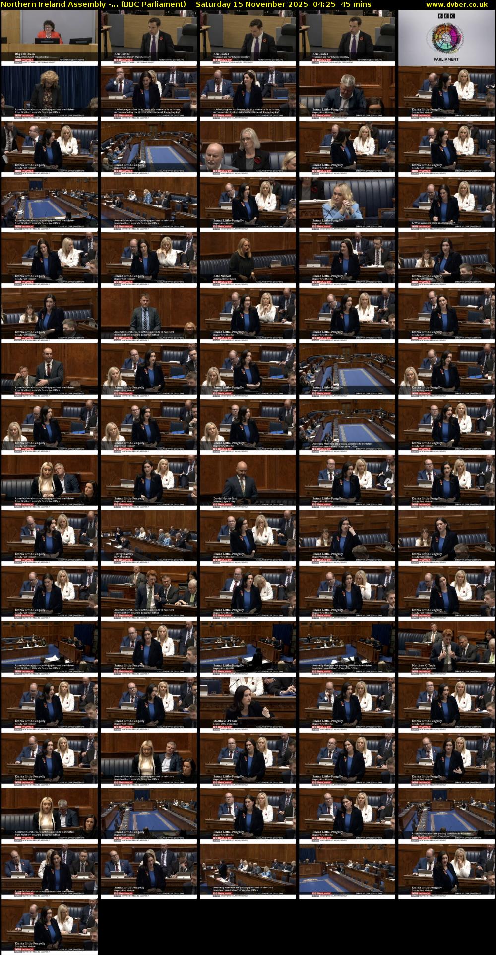 Northern Ireland Assembly -... (BBC Parliament) Saturday 15 November 2025 04:25 - 05:10