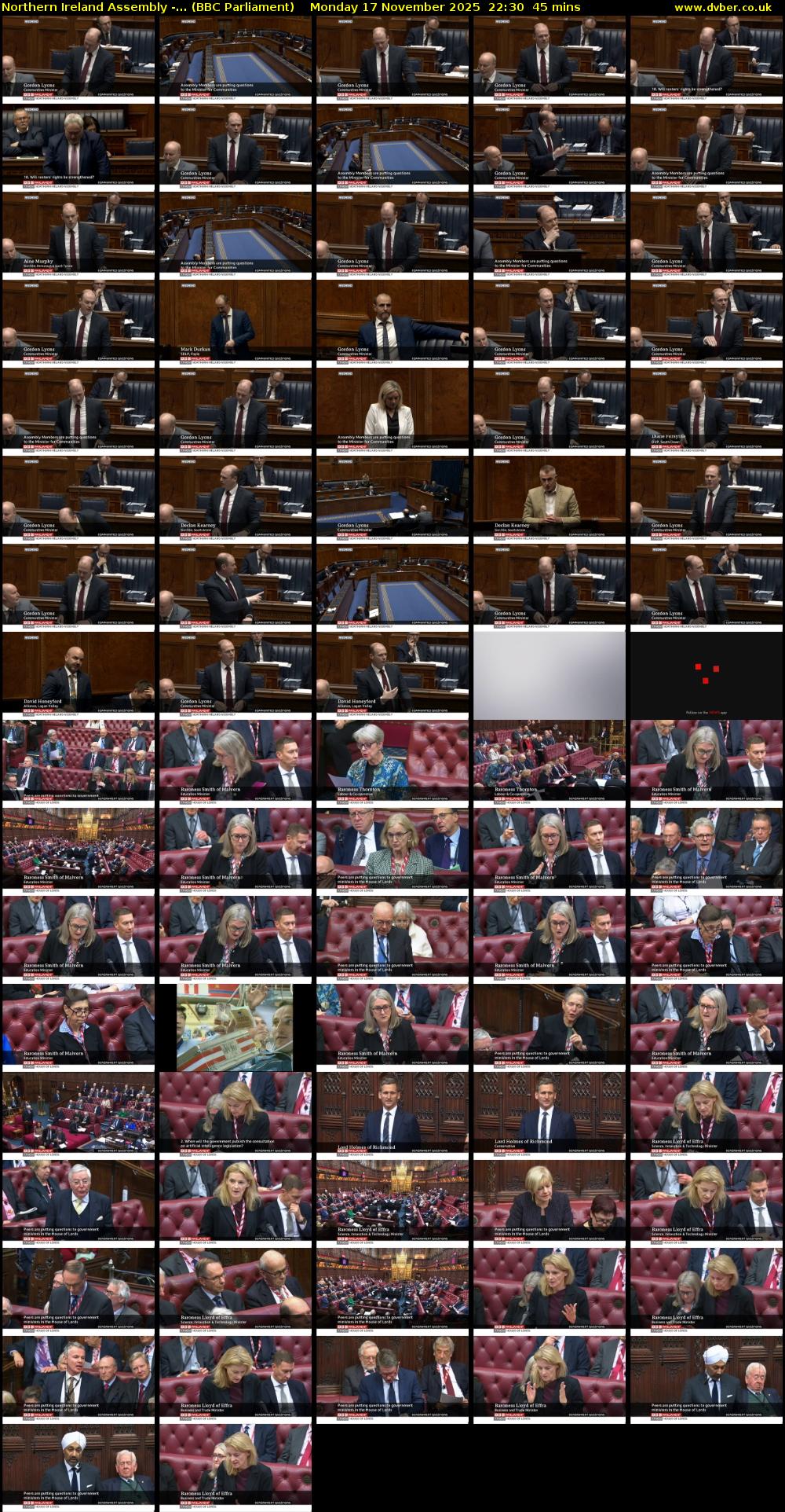 Northern Ireland Assembly -... (BBC Parliament) Monday 17 November 2025 22:30 - 23:15