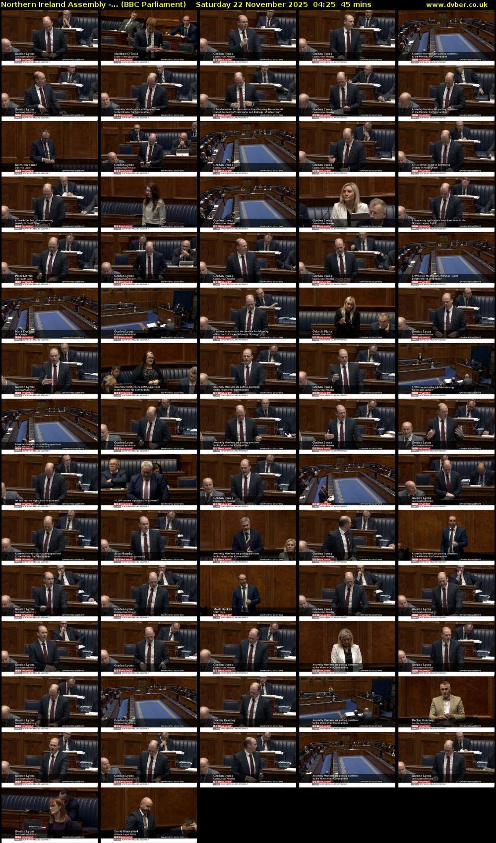 Northern Ireland Assembly -... (BBC Parliament) Saturday 22 November 2025 04:25 - 05:10