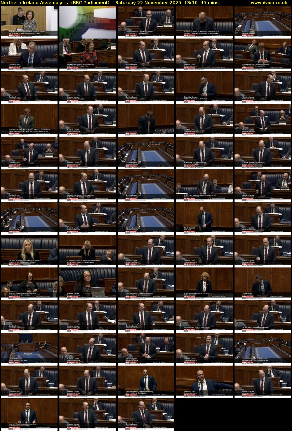 Northern Ireland Assembly -... (BBC Parliament) Saturday 22 November 2025 13:10 - 13:55