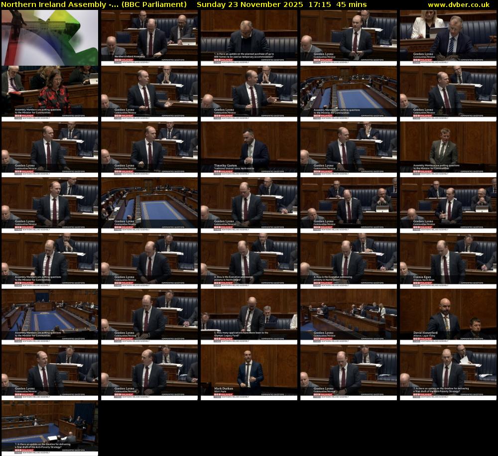 Northern Ireland Assembly -... (BBC Parliament) Sunday 23 November 2025 17:15 - 18:00