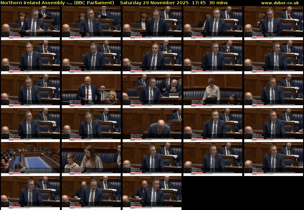 Northern Ireland Assembly -... (BBC Parliament) Saturday 29 November 2025 17:45 - 18:15
