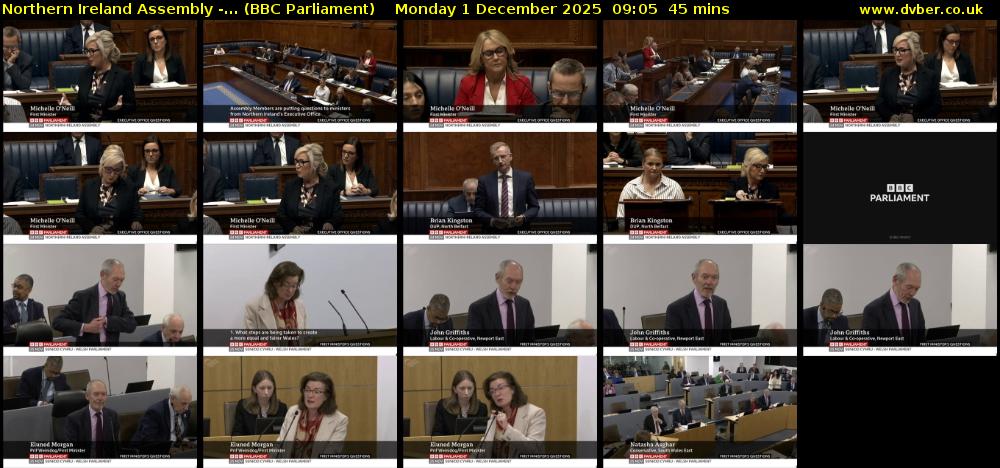 Northern Ireland Assembly -... (BBC Parliament) Monday 1 December 2025 09:05 - 09:50