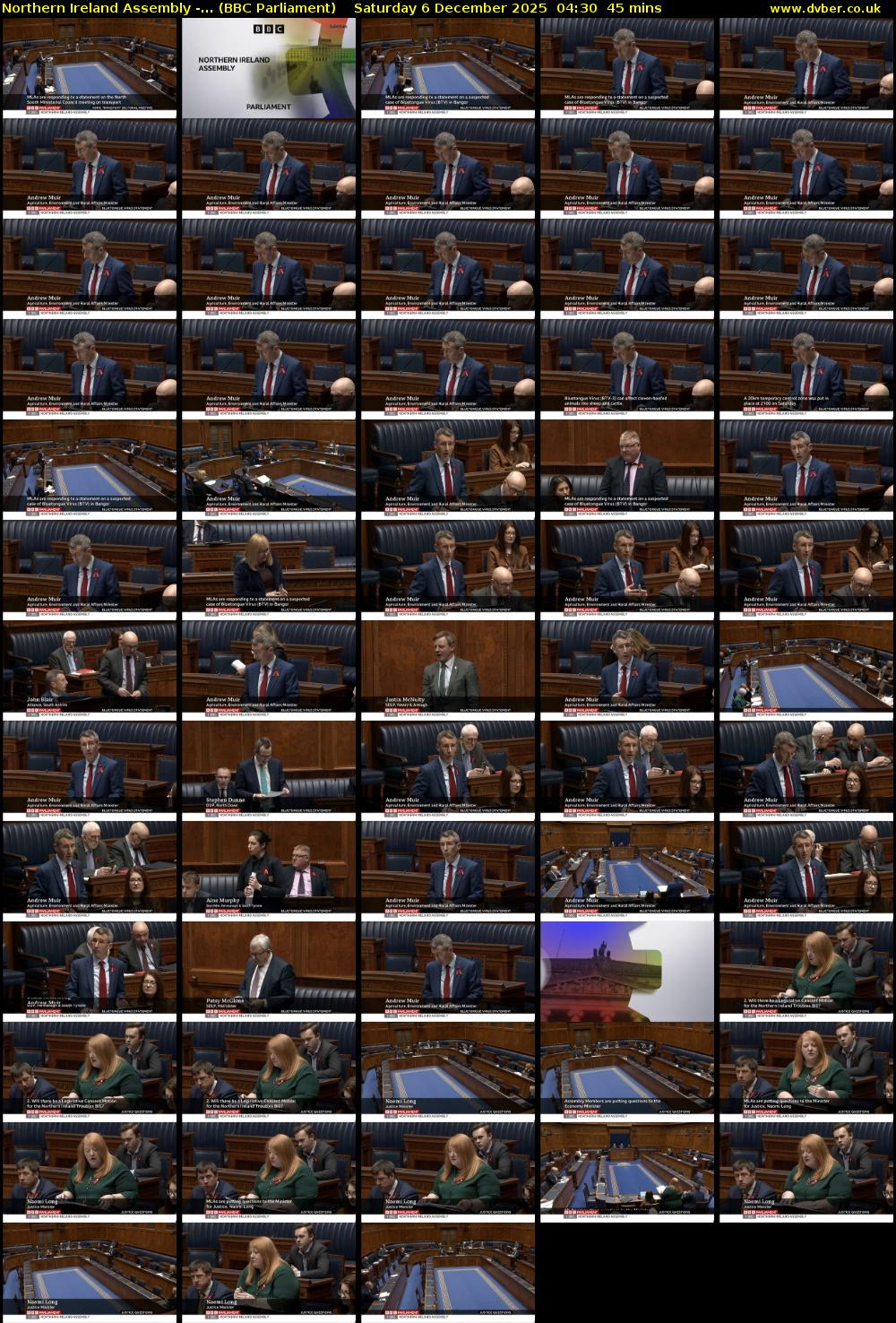 Northern Ireland Assembly -... (BBC Parliament) Saturday 6 December 2025 04:30 - 05:15