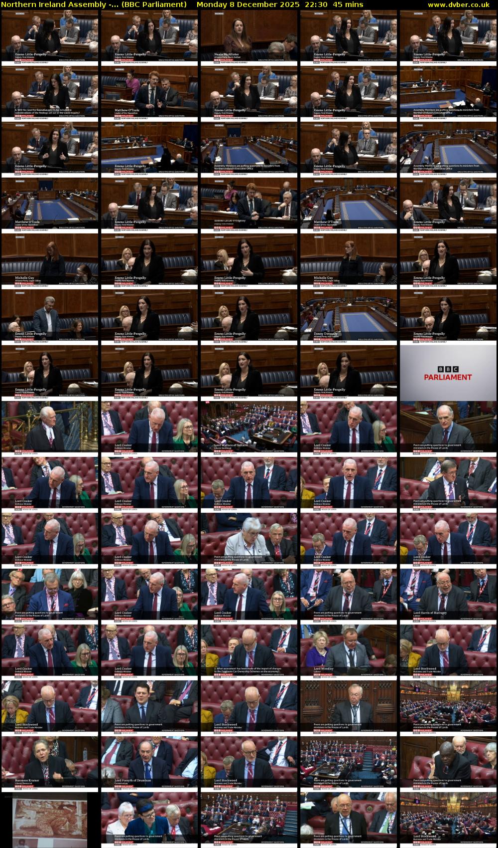 Northern Ireland Assembly -... (BBC Parliament) Monday 8 December 2025 22:30 - 23:15