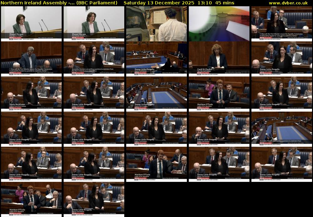 Northern Ireland Assembly -... (BBC Parliament) Saturday 13 December 2025 13:10 - 13:55