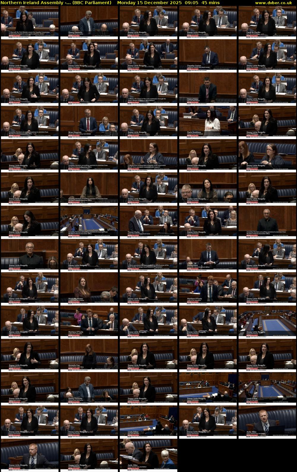 Northern Ireland Assembly -... (BBC Parliament) Monday 15 December 2025 09:05 - 09:50