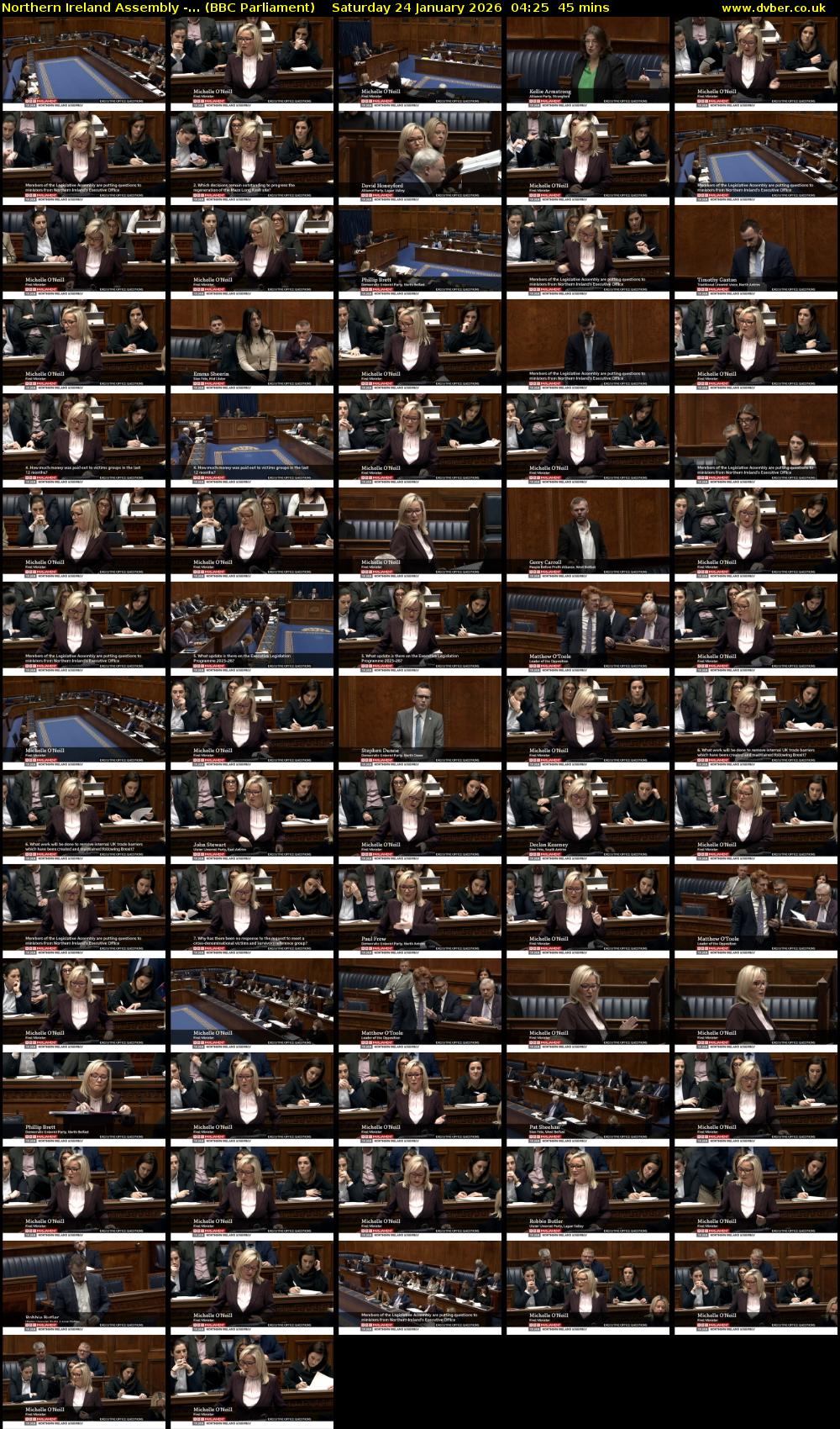 Northern Ireland Assembly -... (BBC Parliament) Saturday 24 January 2026 04:25 - 05:10