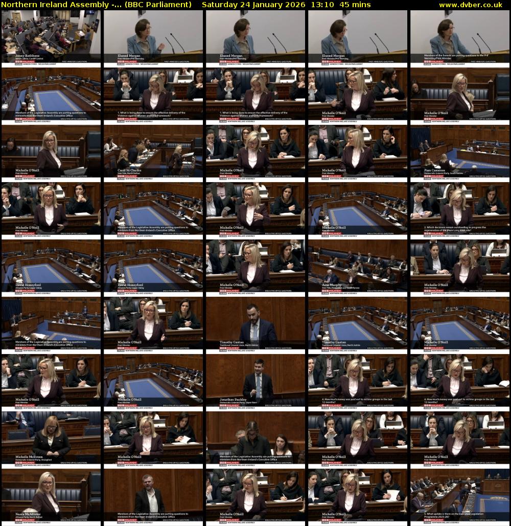 Northern Ireland Assembly -... (BBC Parliament) Saturday 24 January 2026 13:10 - 13:55