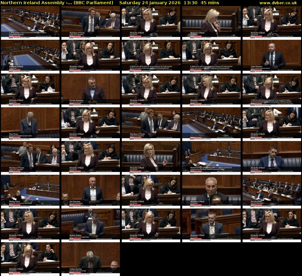 Northern Ireland Assembly -... (BBC Parliament) Saturday 24 January 2026 13:30 - 14:15