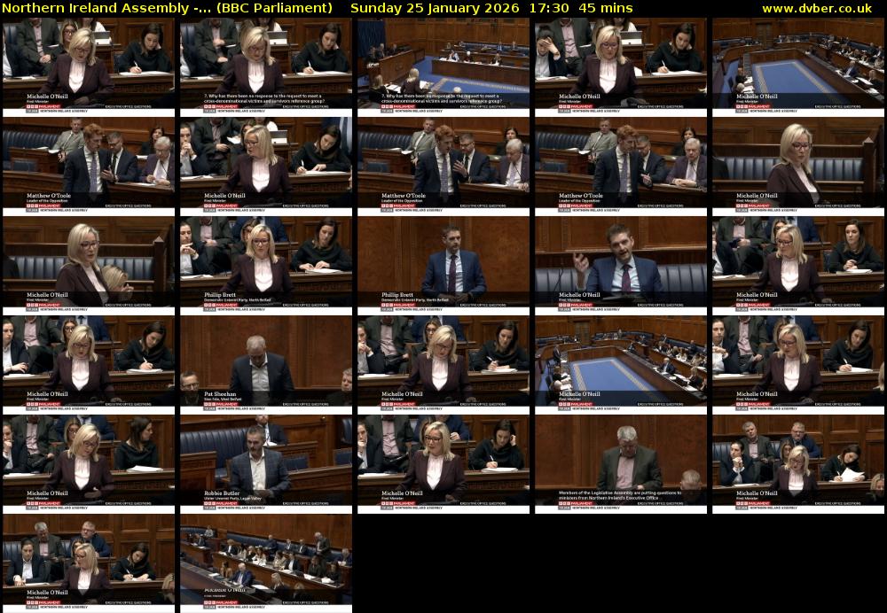 Northern Ireland Assembly -... (BBC Parliament) Sunday 25 January 2026 17:30 - 18:15