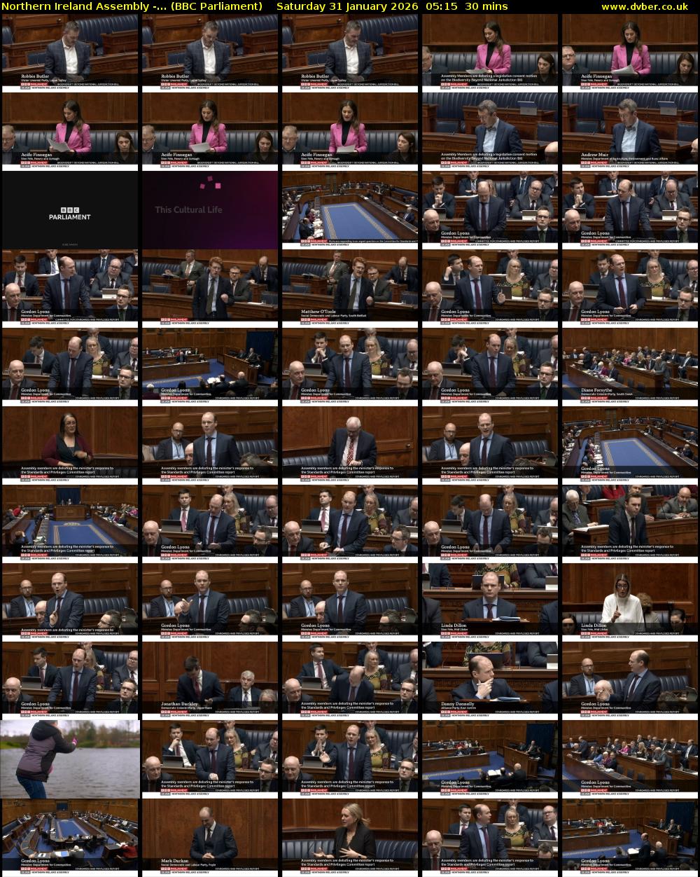 Northern Ireland Assembly -... (BBC Parliament) Saturday 31 January 2026 05:15 - 05:45