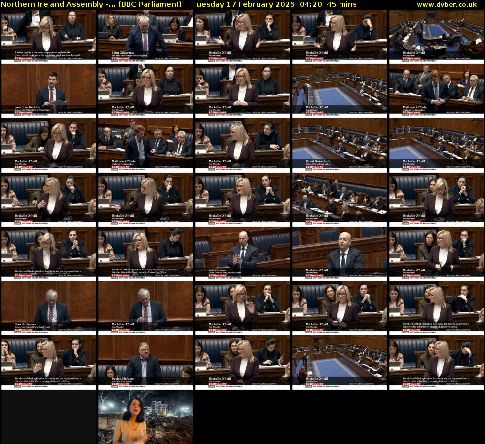 Northern Ireland Assembly -... (BBC Parliament) Tuesday 17 February 2026 04:20 - 05:05