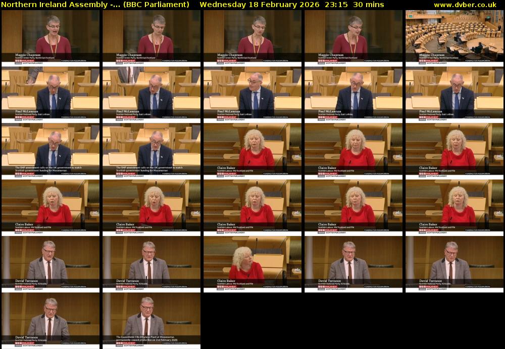 Northern Ireland Assembly -... (BBC Parliament) Wednesday 18 February 2026 23:15 - 23:45