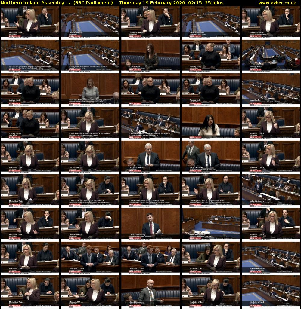 Northern Ireland Assembly -... (BBC Parliament) Thursday 19 February 2026 02:15 - 02:40