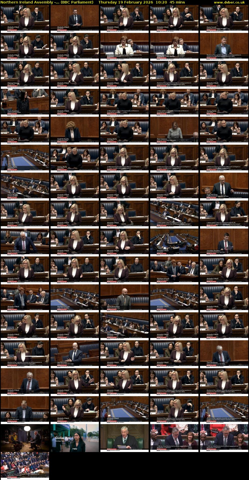 Northern Ireland Assembly -... (BBC Parliament) Thursday 19 February 2026 10:20 - 11:05