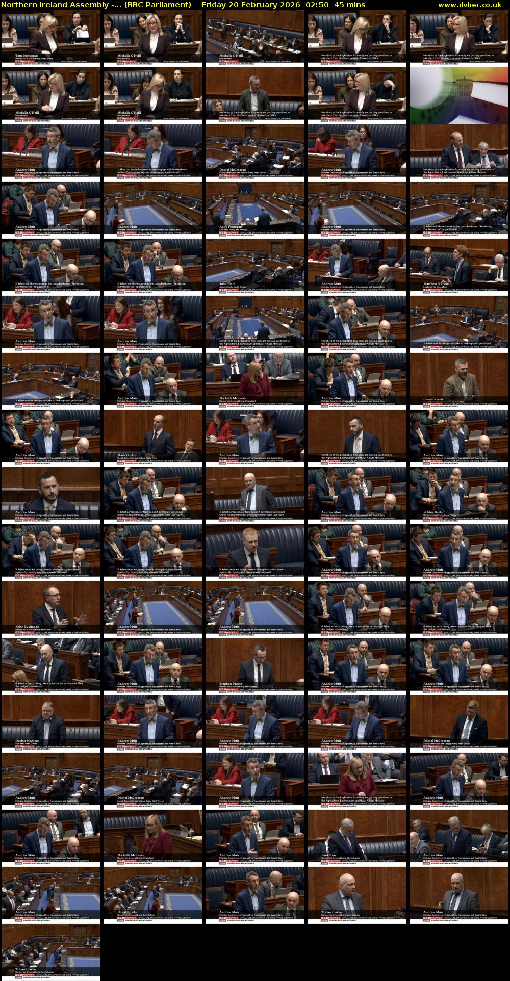 Northern Ireland Assembly -... (BBC Parliament) Friday 20 February 2026 02:50 - 03:35