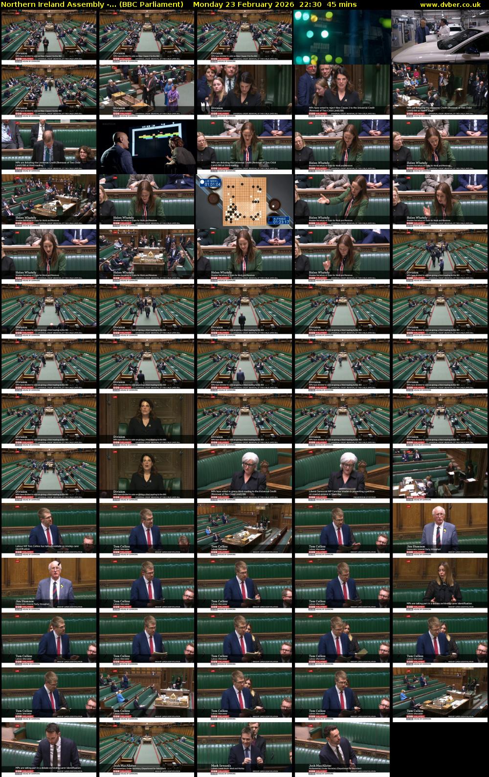 Northern Ireland Assembly -... (BBC Parliament) Monday 23 February 2026 22:30 - 23:15